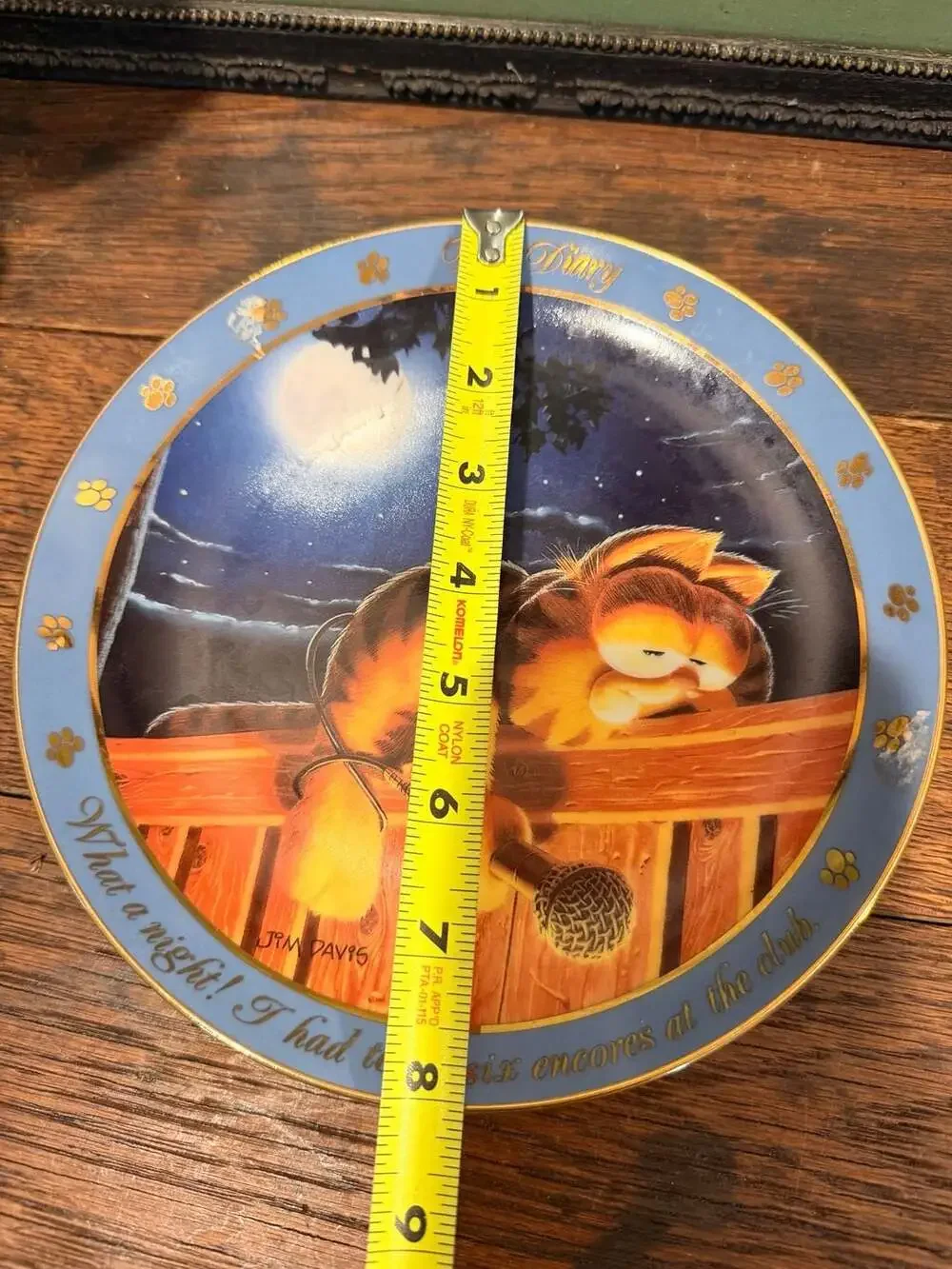 Danbury Mint 1990 Garfield Collector Plate - Dear Diary Series: What A Night
